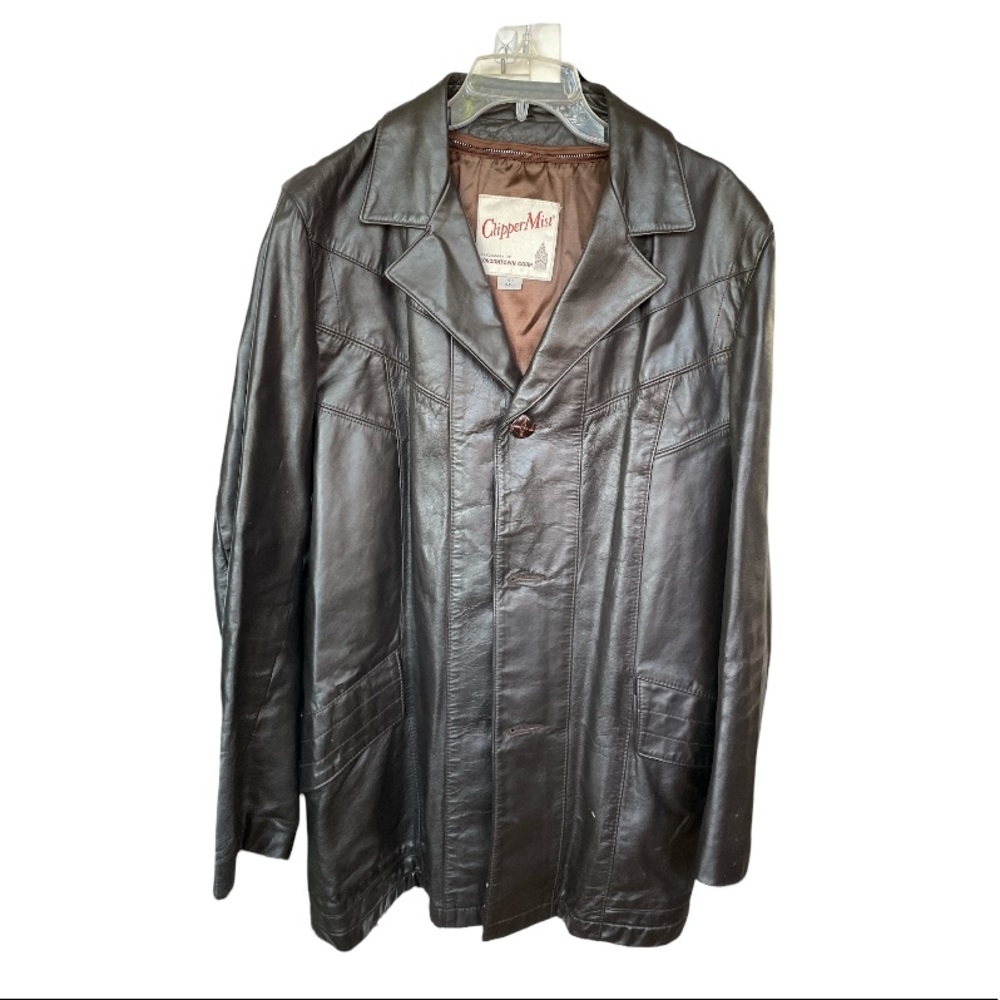 ClipperMist trademark of Londontown Corp Dark brown Leather jacket size 40 REG